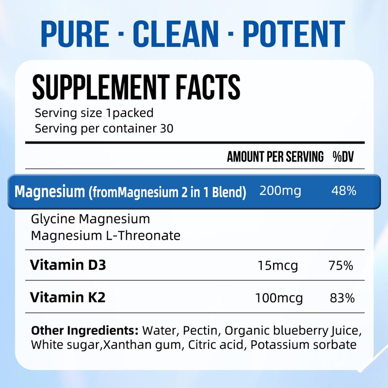 Newcore Liquid Magnesium Complex with Vitamin K2 & D3 10.58oz - Includes Glycinate & L-Threonate for Muscle Heart & Relaxation Support