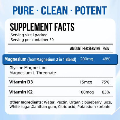 Newcore Liquid Magnesium Complex with Vitamin K2 & D3 10.58oz - Includes Glycinate & L-Threonate for Muscle Heart & Relaxation Support